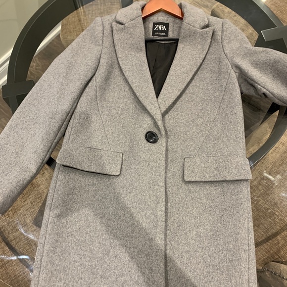 Zara Grey Wool Peacoat - Picture 1 of 4